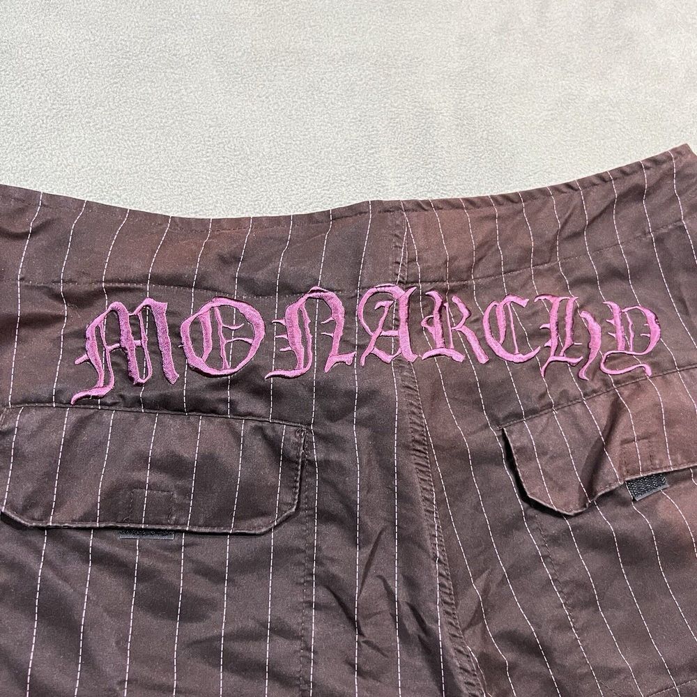 Monarchy Los Angeles Y2K Shorts Men‎ 38 Purple Cross Embroidered Pin Stripe